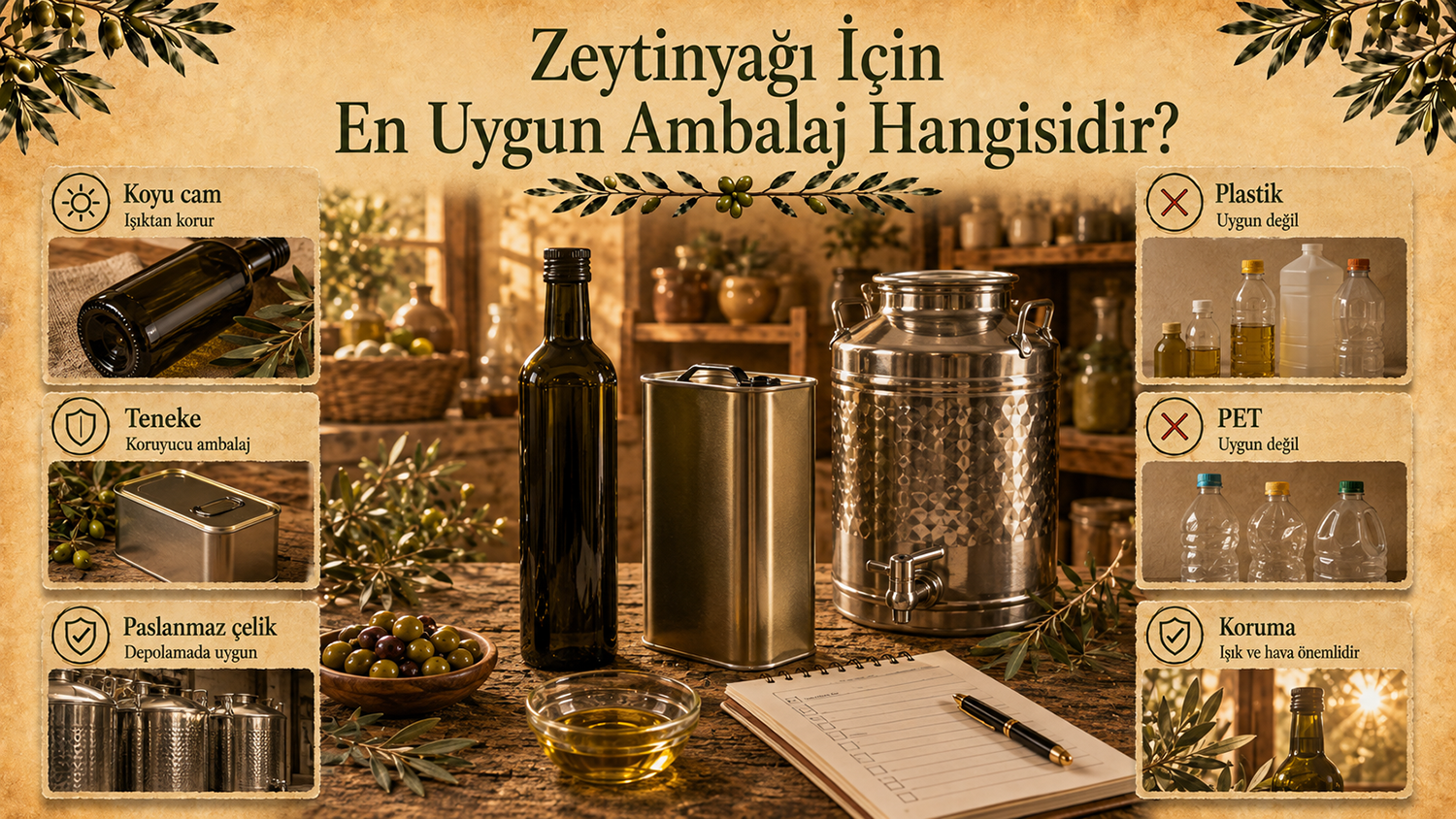 Zeytinyağı için en uygun ambalaj hangisidir?