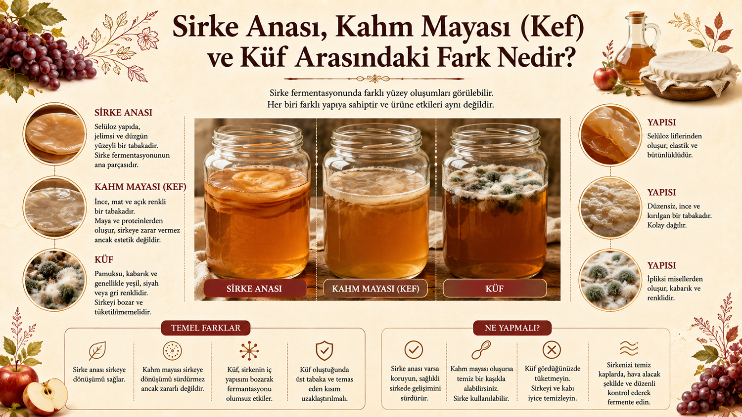 Sirke anası, kef ve küf arasındaki farklar