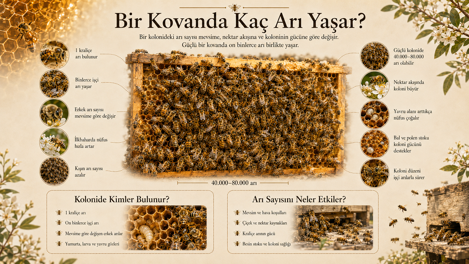 bir kovanda kaç arı yaşar